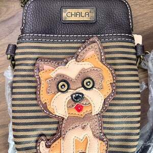 Chala Yorkie Dog Cellphone Crossbody Handbag Keychain NWT